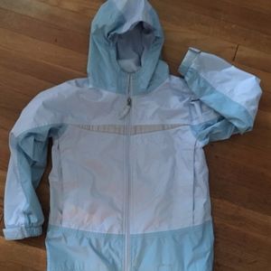 LL Bean Girls fleece lined rain jacket med 10-12